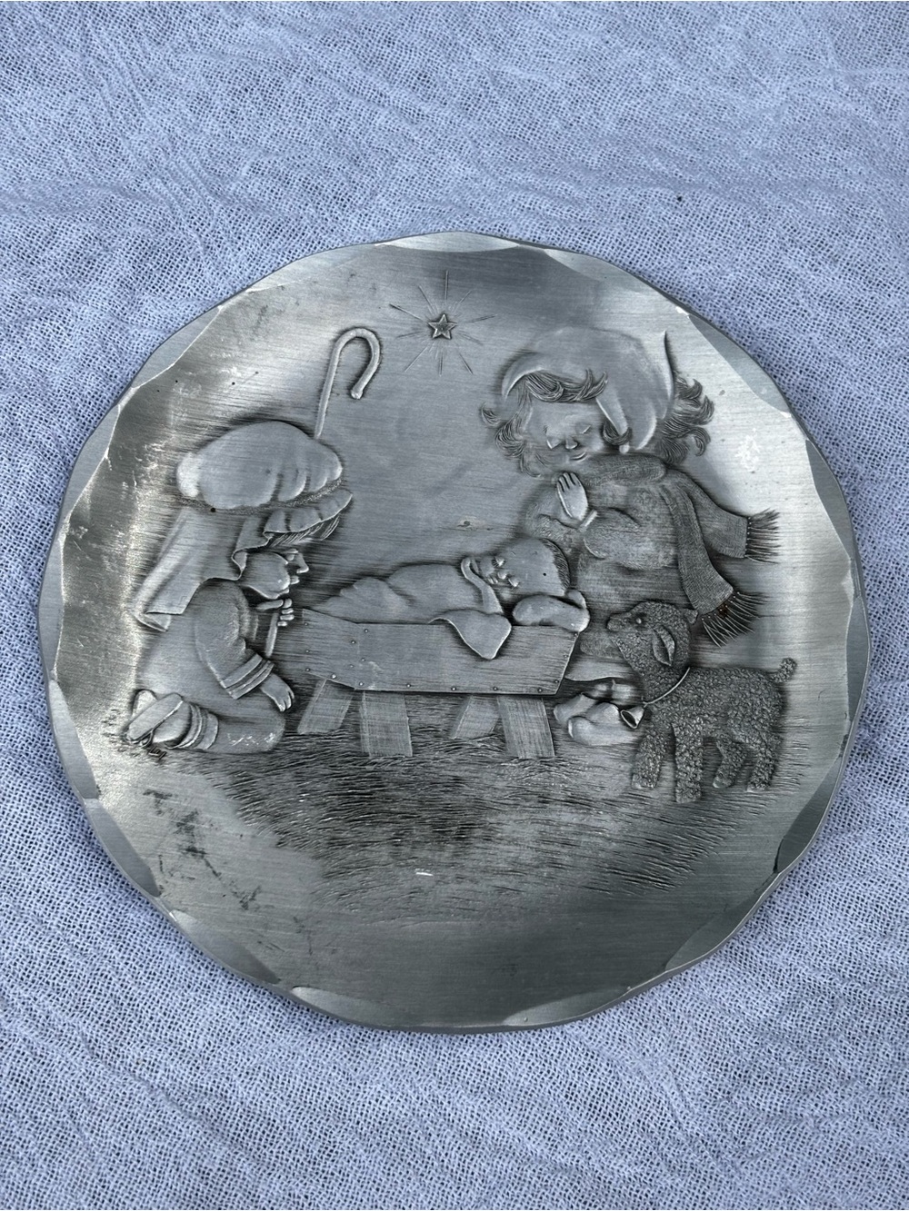 Wendell August Forge Grove City PA Handmade Nativity Scene Plate